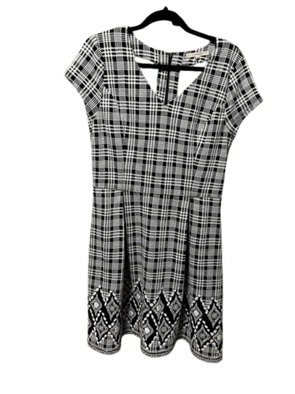 41 Hawthorn Plaid Fit & Flare Dress Border Prints Cut-out Back Size Large